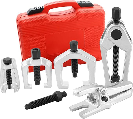 DASBET 5PCS Ball Joint Separator Front End Service Tool Kit 5-in-1 Pitman Arm Puller Tie Rod End Removal Tool Set for Front End Service Splitter Removal Kit
