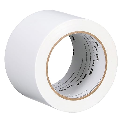 3M Vinyl Tape 764, General Purpose, 3 in x 36 yd, White, 1 Roll, Light Traffic Floor Marking Tape, Social Distancing, Color Coding, Safety, Bundling