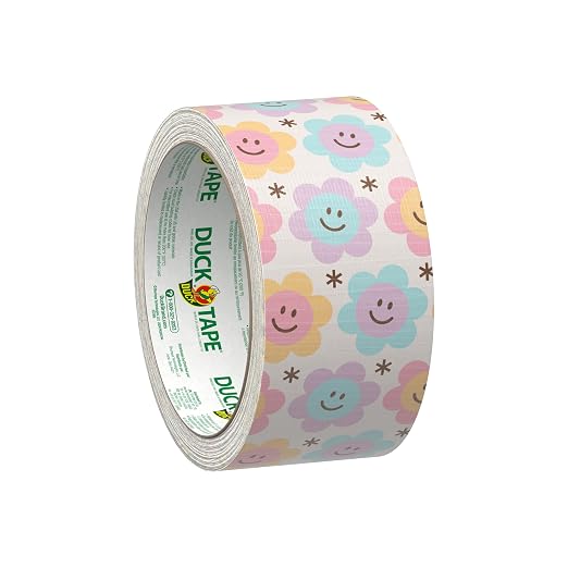 Duck Brand Duct Tape Colors and Patterns, 1.88 Inches x 10 Yards, Groovy Daisies Duct Tape Pattern, 6 Rolls