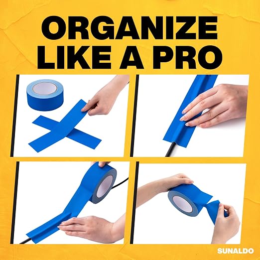 Gaffers Tape Heavy Duty, Easy to Rip, Residue-Free Professional Grade Floor Tape for Electrical Cords, Matte Finish Non Reflective, Weather Resistant (1, Blue, 2" x 30 Yards)