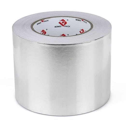 BOMEI PACK Aluminum Foil Tape,Heavy Duty Metal Duct Tape,High Temperature Silver Tape,Perfect for Sealing & Patching,HVAC,Air Ducts,Insulation and Metal Repair (4 Inch)