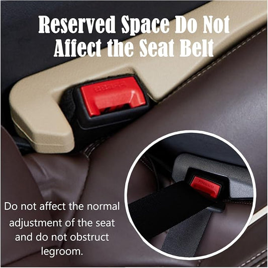 2Pcs Car Seat Gap Filler PU Leather, Auto Crevice Catcher Drop Blocker to Fill The Side Seat and Console Gap, Universal Vehicle Interior Accessories for Car, SUV, Truck (Beige)