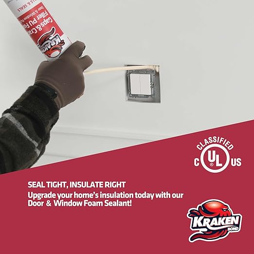 Kraken Bond Gaps & Cracks Expanding Foam Sealant - (12x12oz) High Expansion Polyurethane Spray Foam for Window & Door, Straw Use Waterproof High Yield Gap Filler - 12 Pack