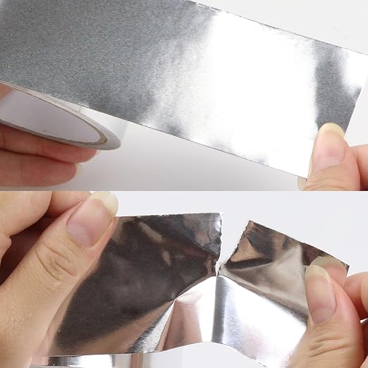 COSIMIXO Silver Aluminum Foil Duct Tape 6 Inches x 55Yards,Heavy Duty,High Temperature Sealing and Patching,Perfect for HVAC,Air Ducts,Foamboard,Metal Repair,Insulation,Dryer Vent and More