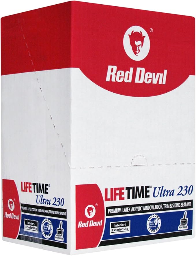 Red Devil 077040 Lifetime Ultra Premium Elastomeric Acrylic Latex Sealant, Brown, 10.1 oz, Pack of 12