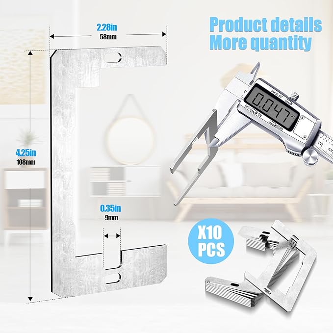 10 Pcs Outlet Spacers, Metal Wall Plate Spacer for Electrical Outlets, Flush Fit Device Leveling Plate for Receptacle Repair, Outlet-Extender Shims for Fixing Protruding Switches & Gaps