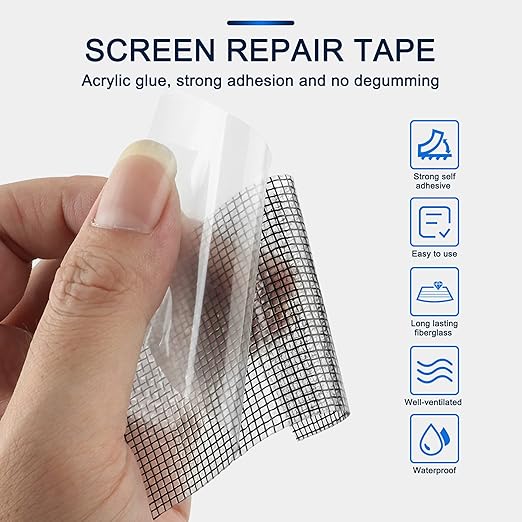 SANKEMU Screen Repair Tape, Extra Wide 16FT, Black, Adhesive & Waterproof, Fiberglass, fix for Screen Door and Window Screen, (4 INCH X 16.5 FT)