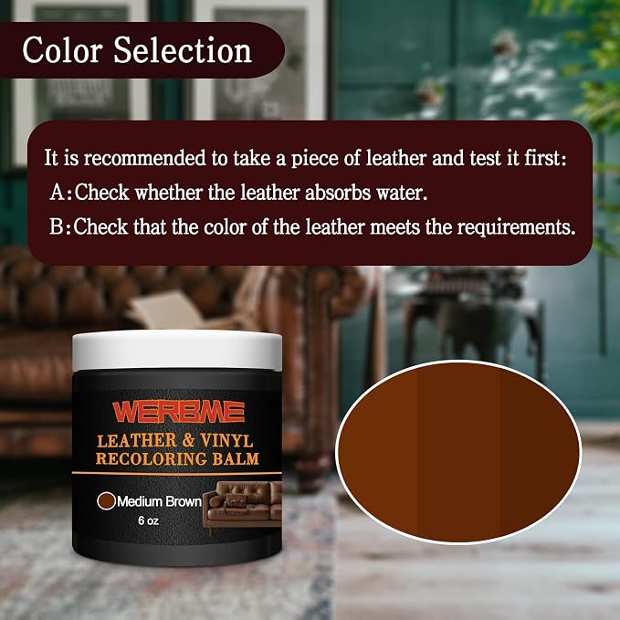 Leather Recoloring Balm & Mink Oil Leather Conditioner, Medium Brown | Restores faded leather, waterproof, scratch repair for couches, car seats, shoes & bags, complete kit with mink oil & tools
