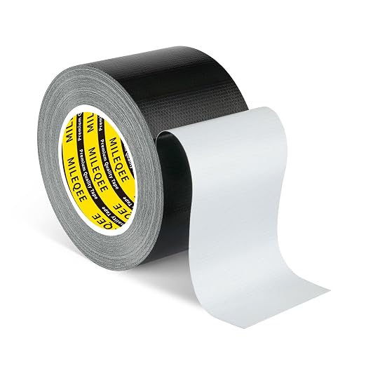 Duct Tape Heavy Duty Single Sided, Strong Adhesive High Strength, Waterproof Mesh Tape for Indoor and Outdoor Repairing Sealing Bonding, Easy Use Hand Tearable, 1.57 Inch x 33 Feet, Black