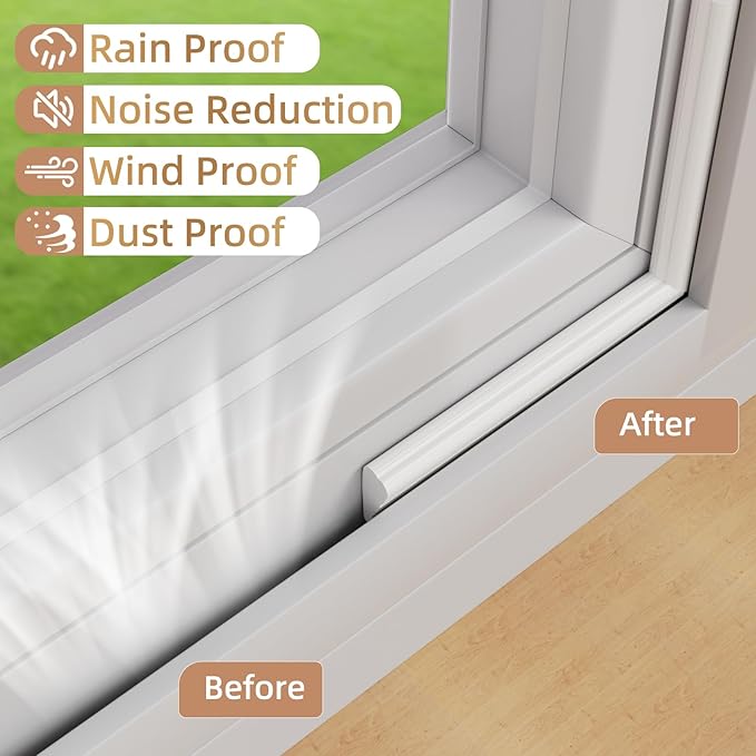 2Pcs×196" Wedge-Shape Foam Window Weather Stripping Door Seal Strip,Soundproofing Frame Insulation Tape for Exterior Front Door,Noise Cancelling Window Inserts,Door Gap Filler Light Blocker,White