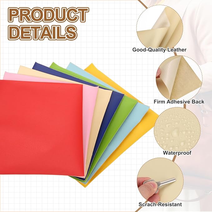 MECCANIXITY 3 Pcs Leather Repair Patch 10"x12" Self-Adhesive Leather Vinyl Repair Tape Kit for Furniture Couches Sofa Chair Car Boat Seats Jackets, Beige Yellow