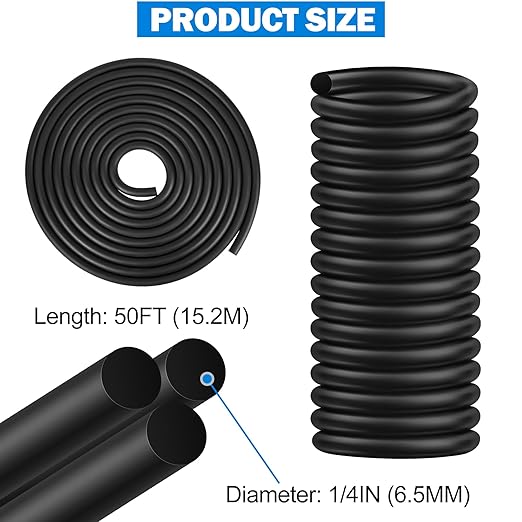 MYFAMIREA 50FT Backer Rod 1/4 Inch EPDM Rubber Caulk Saver Weather Strip Seal Concrete Expansion Joint Filler for Gaps and Joints, Black
