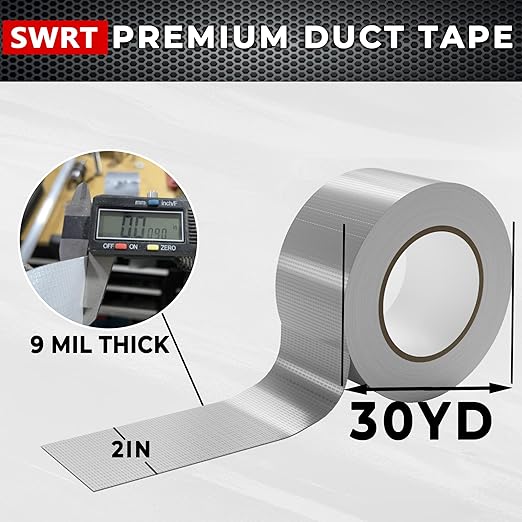 SWRT 9 Mil 10-Pack Silver Heavy Duty Duct Tape Strong Adhesive, 2 in x 30 YD (Total 300YD) Duct Heavy Duty Waterproof All Weather Gray Duct Tape No Residue Sealing & Patching for Indoor&Outdoor Repair