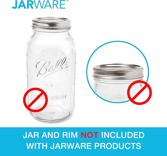 Jarware Stainless Steel Mason Jar Lids, Set of 8 Regular Mouth Lids for Mason Jars