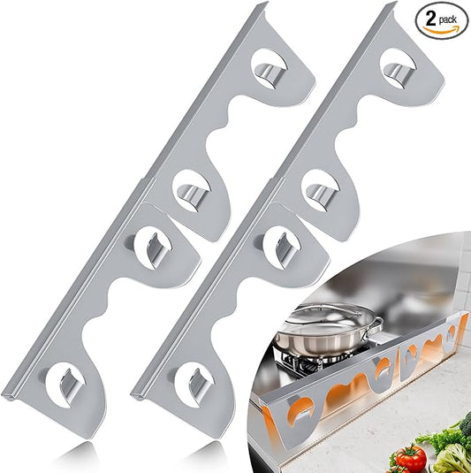 Stove Gap Covers Stainless Steel, 2 Pack Stove Gap Filler for Kitchen, Range Trim Kit for Counter Sink, Adjustable Length 13" to 28" Heat Resistant Stove Guard Between Stove & Countertop, Silver