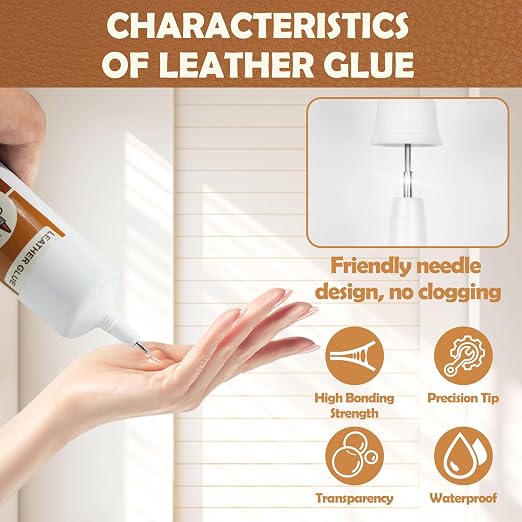 Leather Glue 120ml, Leather Glue Adhesive Instant Bonding Permanent Clear Soft Strong Waterproof, Suitable for Sofas, Car Seats, Purses