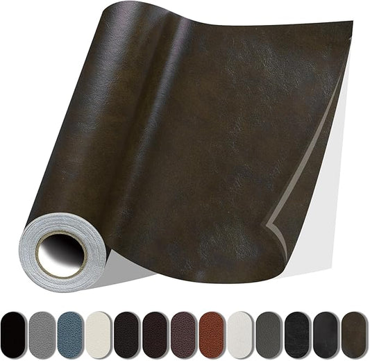 Lifeshoon Leather Repair Patch, 17X158 Inch Glossy Self Adhesive Leather Repair, Large Vinyl Patch Tape for Couches, Furniture, Car Seats, Cabinets, Wall, Handbags （17X158 Inch, Dark Brown）