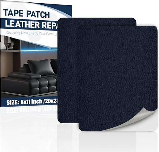 Zenyao Leather Repair Patch for Furniture - Self Adhesive Leather Repair Tape Kit, Vinyl Repair Patch, Ideal for Car Seats Couch Sofa Office Chair, 8x11 Inch, Navy Blue, 2 Pieces