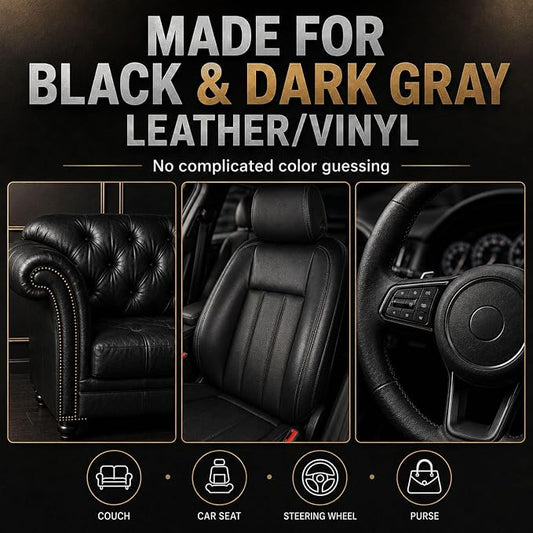 ARCSSAI Black Leather & Vinyl Repair Kit, Sofa, Jacket, Car Seats and Purse. Leather Repair Kit. Super Easy Instructions to Match Any Color, Restore Any Material, Bonded, Italian, Pleather, Genuine