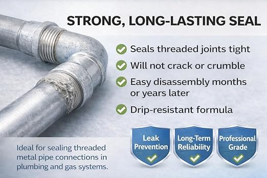 Black Swan Pipe Joint Compound -Soft-Set Pipe Thread Sealant – Non-Hardening - Reliable Leak Prevention - Drip-Resistant – 1 Quart with Brush Cap