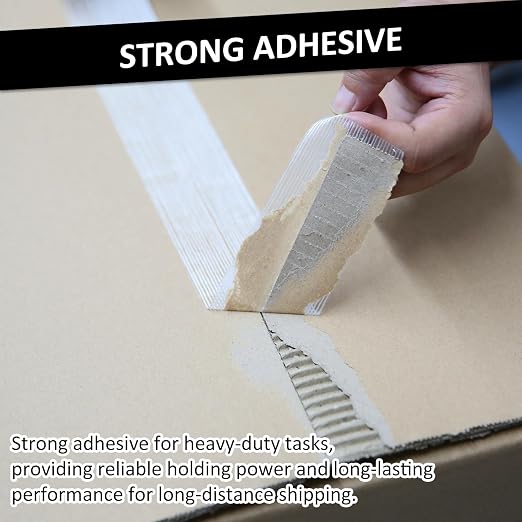3 Pack Transparent Reinforced Fiberglass Tape – 2 Inch x 30 Yards, 5.5 Mil Filament Strapping Tape, Adhesive Heavy Duty
