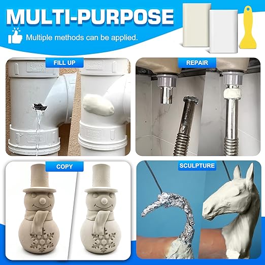 Pool Putty, 12oz Epoxy Putty, 2 Part White Underwater or Above Fast Repair, Fix Leaks, Cracks, Filling, Sculpting for Fixing Swimming Pools, Stone, Ceramic, Plastic, Metal, Wood, Glass and Acrylic