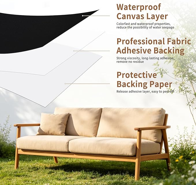 4 x 79in Canvas Repair Patch, Self-Adhesive Waterproof Canvas Fabric Repair Tape, Couch Patch Kit for Bag, Boat Cover, Awning, Sofa, Chair, Couch, Tent Repairing, Beige