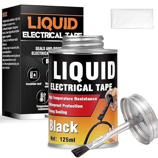 Liquid Electrical Tape, Quick Drying Insulating Electrical Glue, Black Waterproof Wire Glue, High Temperature Resistant; Ideal for Wire Equipment Repair, Automotive, Marine, and Home Use, 4OZ