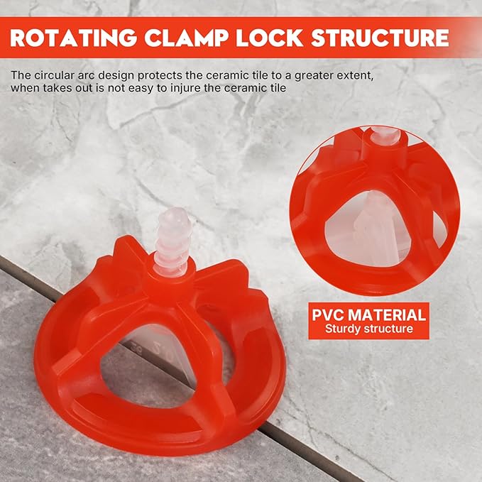 DGSL Tile Leveling System 1/8", 500 Pcs Tile Spacers and 200 Pcs Red Cap, Tile Spacers Leveling System for Professional Ceramic Tile and Stone Installation, Precision Gap Control