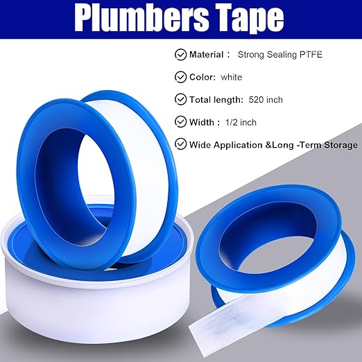Pushglossy 200 Rolls PTFE Tape 1/2 x 520 Inches Plumbers Waterproof Sealant Plumbing Tape for Shower Head Repairing Water Pipe Sealing (White)