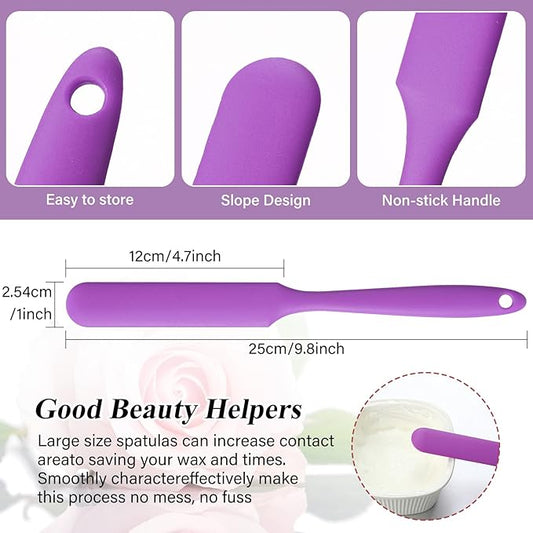 Patelai Non Stick Wax Spatulas Silicone Waxing Sticks Waxing Applicator Hair Removal Large Reusable Scraper Large Area Hard Wax Sticks for Home Salon Body Use Mixing Resin(Purple)