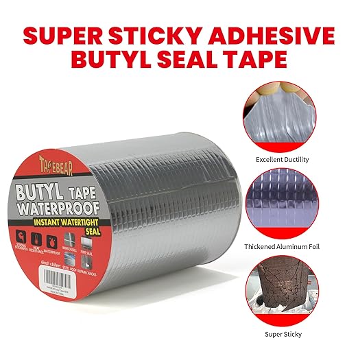 TAPEBEAR Butyl Tape Waterproof Sealing Tape 6inch x 16feet, Upgraded Aluminum Foil Tape Heavy Duty for RV Repair, Awning, Window, Glass & EDPM Roof Leak Patching, Boat and Pipe Sealing, Silver