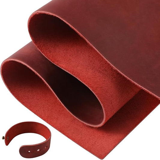 RingSun 6''X12'' Red Leather Sheets for Crafts (3mm), Full Grain Leather Tooling Leather