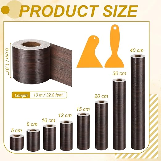 PATIKIL Wood Grain Repair Tape, 2" x 33' Self Adhesive Realistic Wood Tape with Scraper Durable Repair Patch for Furniture Floor Window Door Table DIY Home Decor, Black Walnut