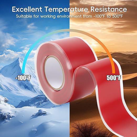 4-Pack Red Self Fusing Silicone Tape (40 Ft Total) - High Visibility Electrical Insulation Tape - Waterproof Rubber Grip Wrap for Tools & Sport Handles - Heat Resistant & Easy-Peel Liner
