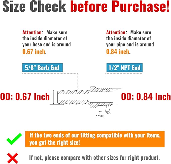 SUNGATOR Hose Barb Fittings 5/8 Inch Barb × 1/2 Inch NPT, Brass Air Hose Fittings, 5/8" to 1/2" NPT Male Air Line Repair Connector Kit, Brass Male Thread Pipe Adapter (2 Pack)