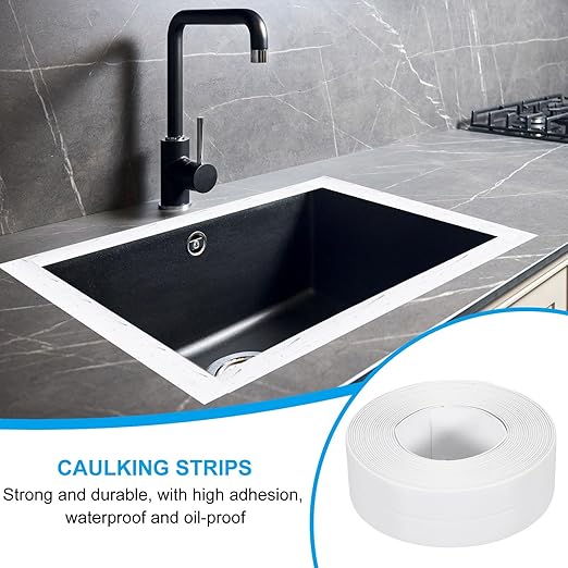 PATIKIL Caulk Tape 0.9" x 10.5 Ft, Self Adhesive Sealing Tape Waterproof Toilet Tub Caulk Sealant Strip Sealing Trim for Kitchen Bathroom Toilet Bathtub Sink Countertop, White