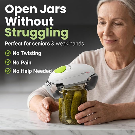 Robotwist Automatic Jar Opener, Deluxe Model with Improved Torque, Robo Twist Kitchen Gadgets for Home, Electric Handsfree Easy Jar Opener – Works on All Jar Sizes, As Seen on TV