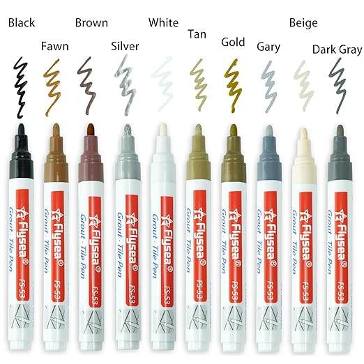 10 Pieces Tile Pen Wall Grout Color Pen Tile Repair Pen Refill Wall Gap Grout Renew Marker for Tiles Floor Kitchen Bathroom (Brown)