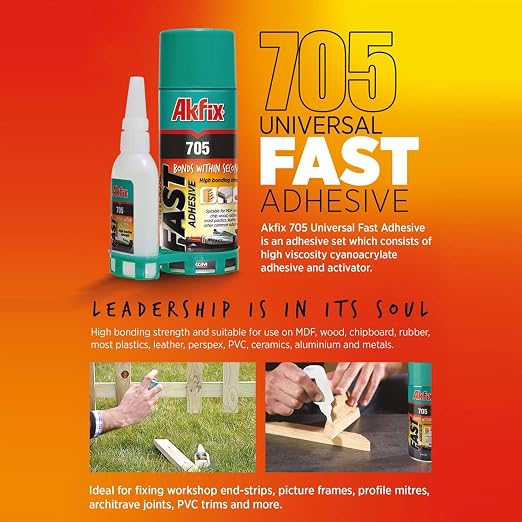 Akfix-GA060 705 Fast Adhesive CA Glue (1.76 oz.) with Activator (6.76 fl oz.) [Clear Super Glue Adhesive and Accelerator Spray]
