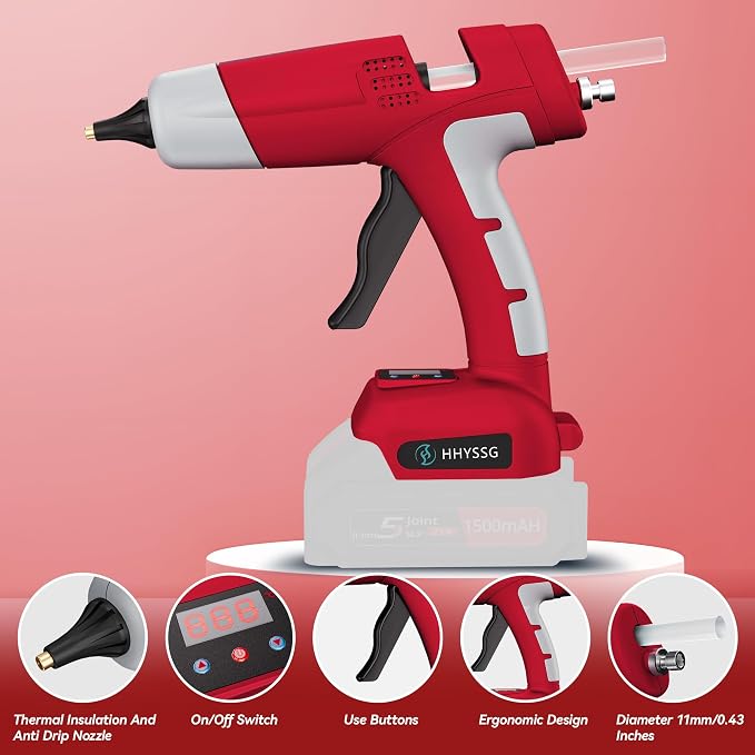 100W Cordless Hot Glue Gun Compatible with Milwaukee 18V Battery, Upgraded Digital Temperature Adjustable, 30 0.43" Glue Sticks, Fast Preheat for DIY Crafts Home Repair Industrial Projects (Tool Only)