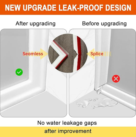 Seamless Shower Corner Water Guard, Large Size Tub Shower Water Guard, Shower Splash Guards,Bathtub Splash Guard Self-Adhesive Tub Guards to Keep Water in Tub (2pcs)