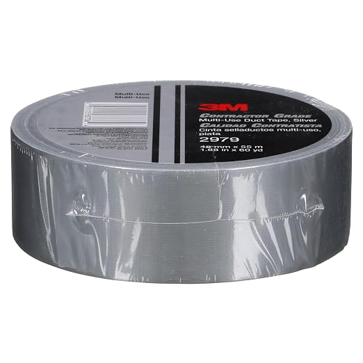 3M 2979 Multi-Use Duct Tape, Silver, 1.88 in x 60 yd x 7 mil, 1 Pack, Temporary Repair, Patching, Tabbing, Capping Pipe, Marking, Labeling