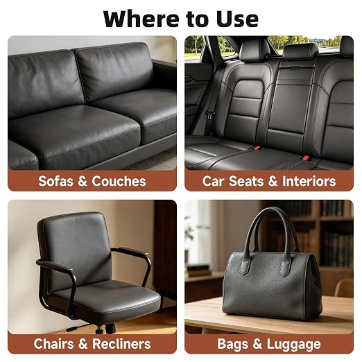 Leather Repair Tape, Heavy Duty Vinyl Repair Patch, Waterproof Self Adhesive Leather Repair Kit for Fixing Holes & Scratches on Couch, Car Seat, Furniture (Dark Grey, 3.15 x 59in)
