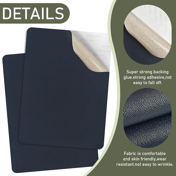 SYLVASS Self Adhesive Leather Repair Patches for Couch, Sofas, Furniture, Car Seats, Office Chairs, Pack of 2 Dark Blue