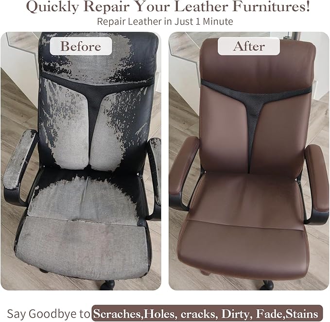 CHEIGHY Leather Repair Kit for Furniture - Advanced PU, Strong Self Adhesive Leather Repair Patch for Couch 3.9x79 inch Vinyl Repair Tape for Car Seat Upholstery Sofa Office Chair (Light Brwon)