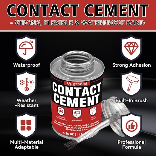 Bondtech Contact Cement Adhesive, Professional Neoprene Contact Adhesive, Strong Cement Glue Bonding for Woodworking, Leather, Repairs and Crafts (4.16 Ounce)
