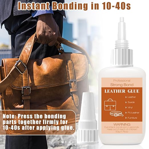 50g Leather Glue Adhesive, Permanent Washable Clear Special Fabric Glue Strong Bonding Clear Super Glue for Leather, Shoes, Wallets, Furniture