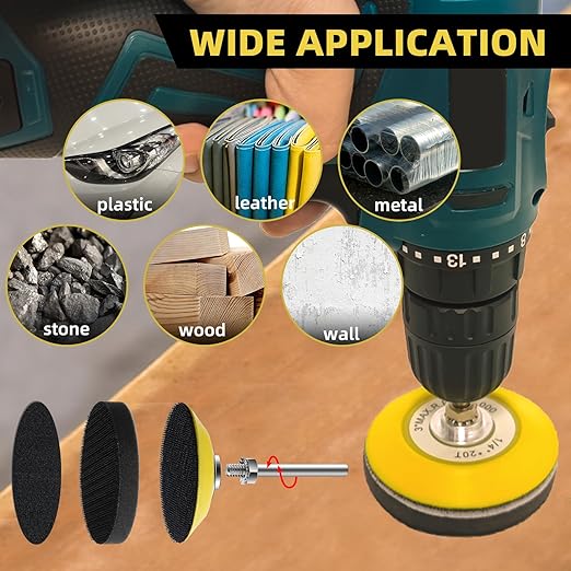 251Pcs 2 Inch Sanding Disc Drill Polishing Kit Sanding Attachment Assorted 60-10000 Grit, Wet Dry Silicon Carbide Hook & Loop Sandpaper with Sanding Pads and Soft Foam Buffering Pad for Car Wood Metal
