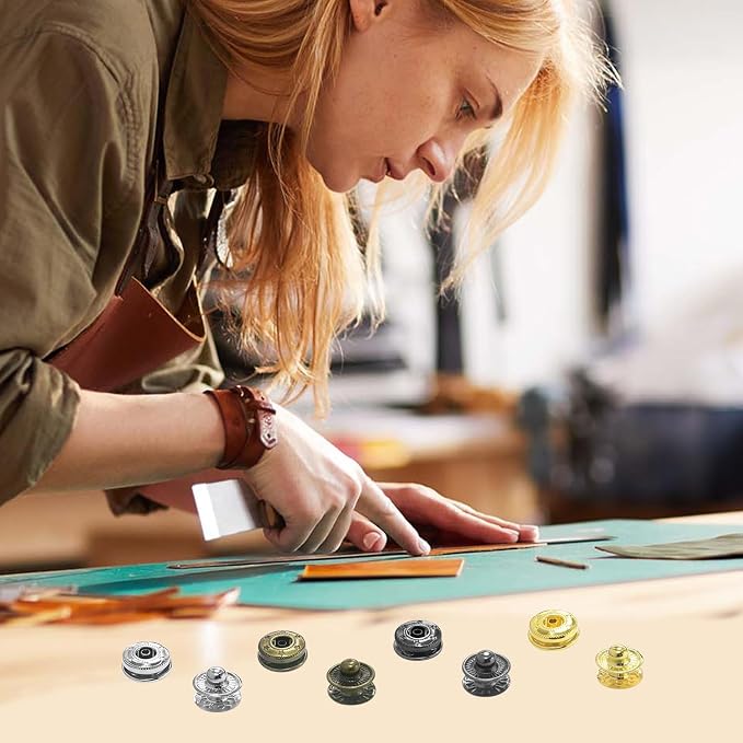 100Sets Snaps Button Kit, 15mm Leather Snaps Fasteners, Metal Button Press Studs with 4 Install Tools 4 Colors for Leather Bag Clothes Jackets Jeans Wears Bracelets Fashion DIY Sewing